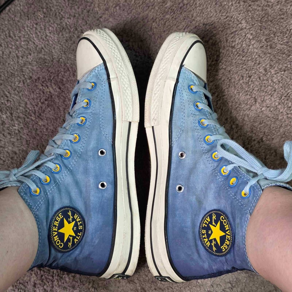Converse Chuck Taylor 70 Sneakers Mens 8 Womens 10 High Top Blue Acid Wash Shoes